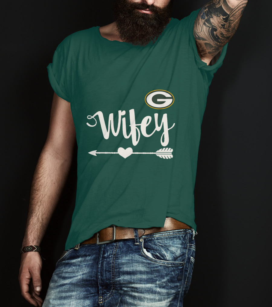 Wifey Green Bay Packers Arrow Heart T-Shirt