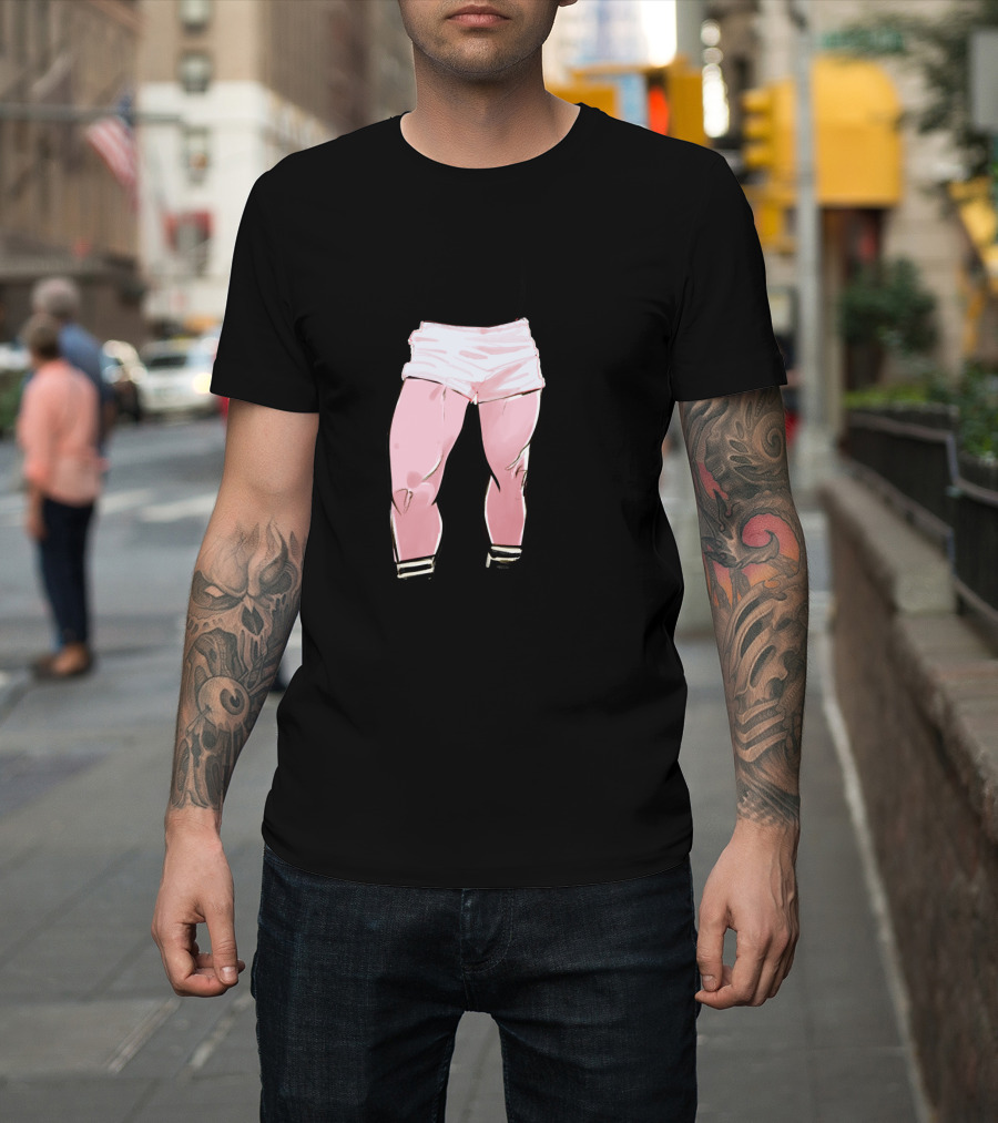 LegsWords Shorts Pink Legs with Striped Socks T-Shirt
