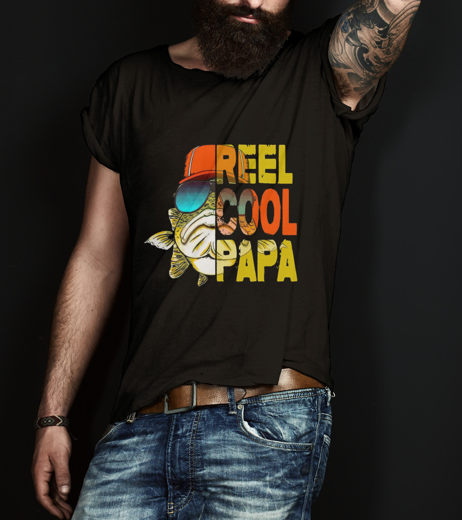 Reel Cool Papa Fish With Sunglasses And Cap T-Shirt