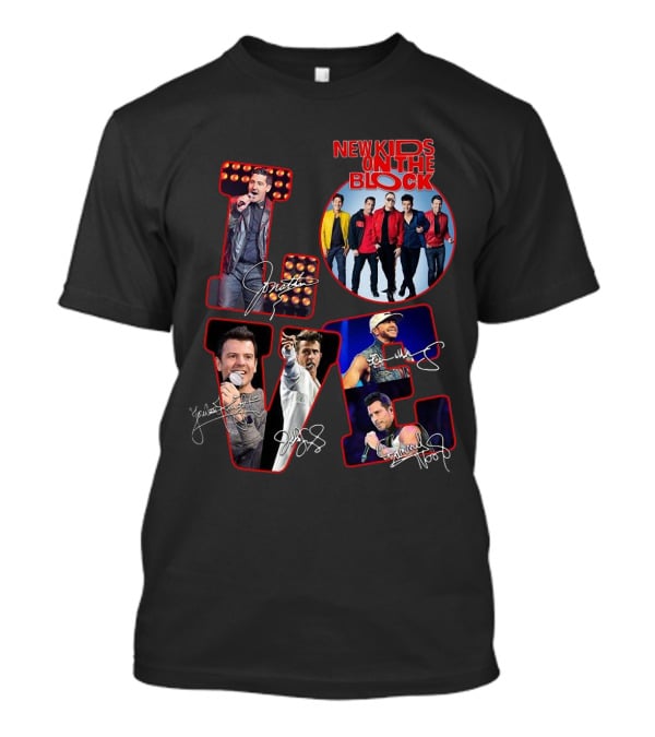 LOVE New Kids On The Block Signatures Group Photo Collection T-Shirt