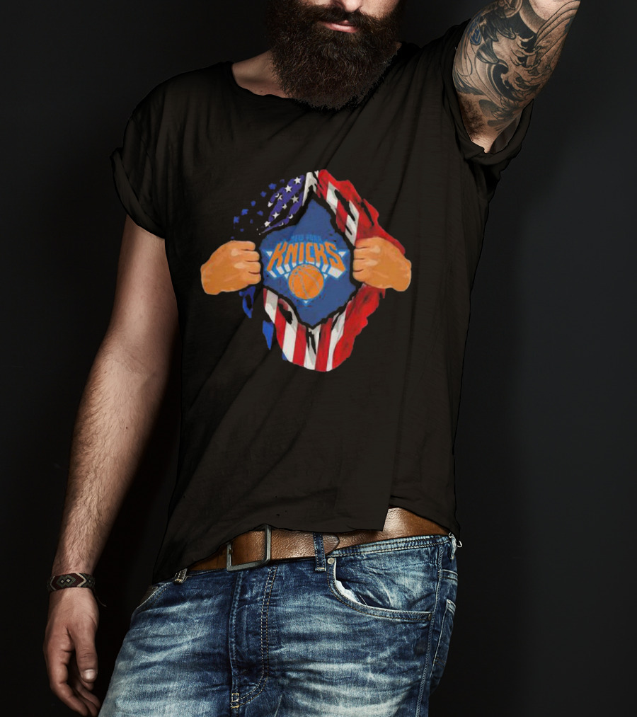 New York Knicks American Flag Inside Me Basketball T-Shirt