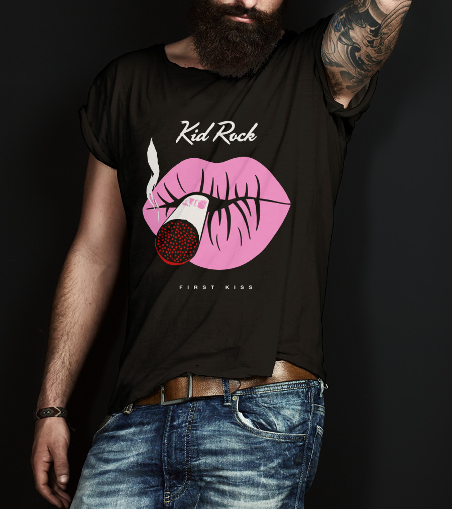 Kid Rock First Kiss Pink Lips With Cigarette Smoke T-Shirt