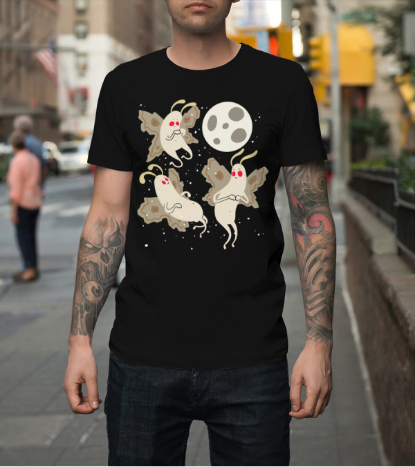 Shirt: Three Mothmen Awkwarding Under Full Moon with Starry Sky T-Shirt Three Mothmen Awkwarding Under Full Moon with Starry Sky T-Shirt