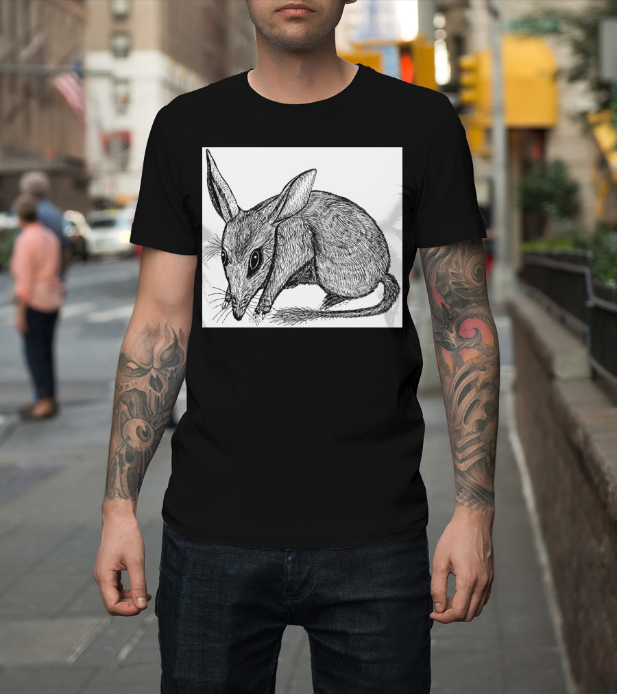 Bilby1 Black and White Line Art Intricate T-Shirt