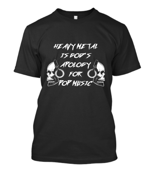 Heavy Metal Is God's Apology For Pop Music Skeleton Headset T-Shirt