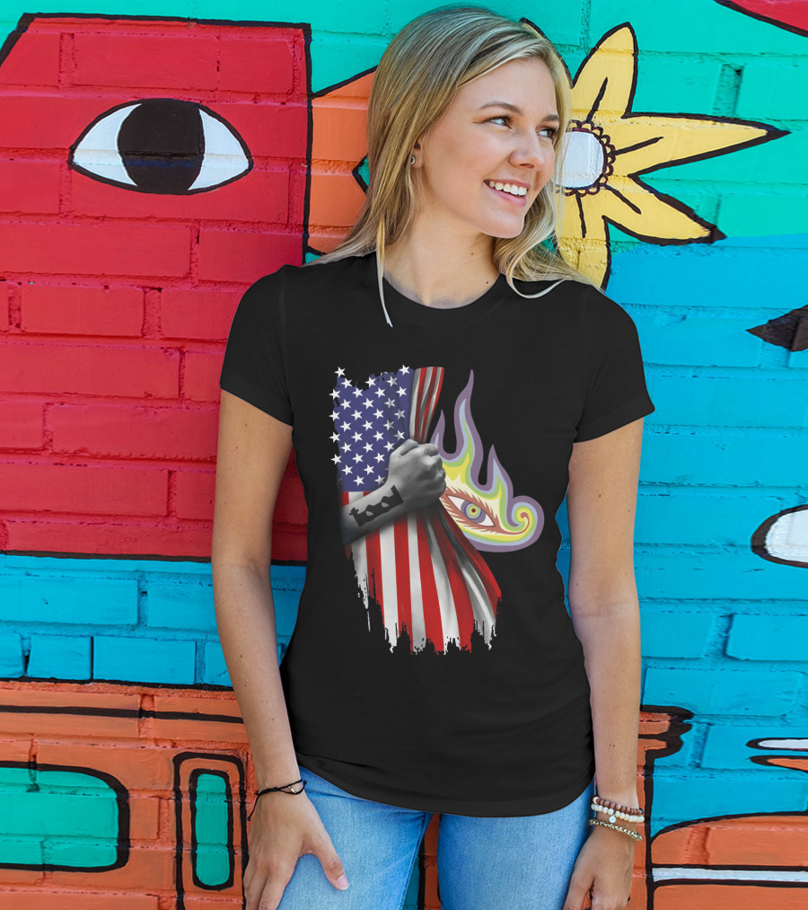 Tool Rock Band American Flag Psychedelic Eye Tattoo T-Shirt