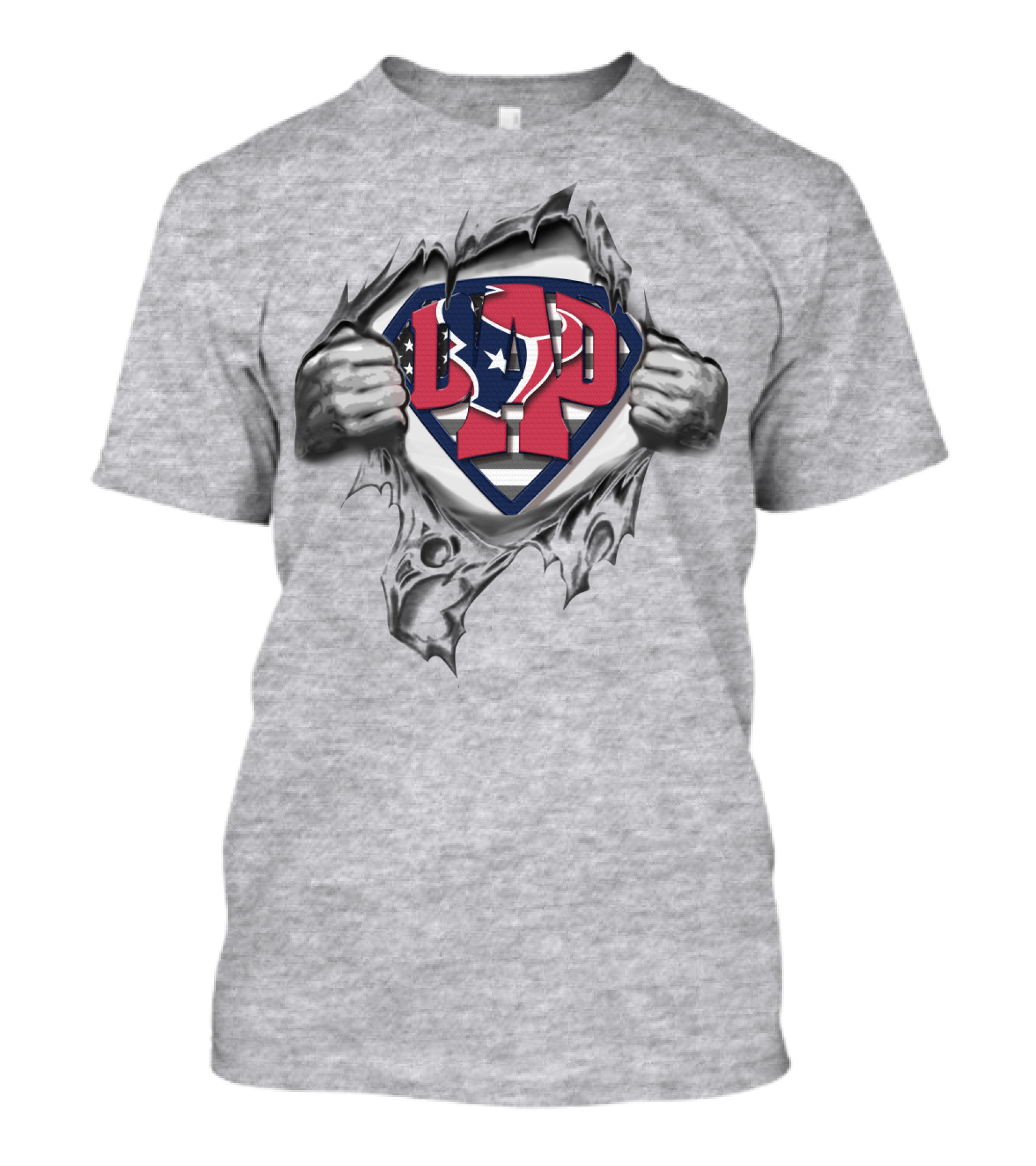 Superdad Houston Texans Logo Burst Superhero T-Shirt