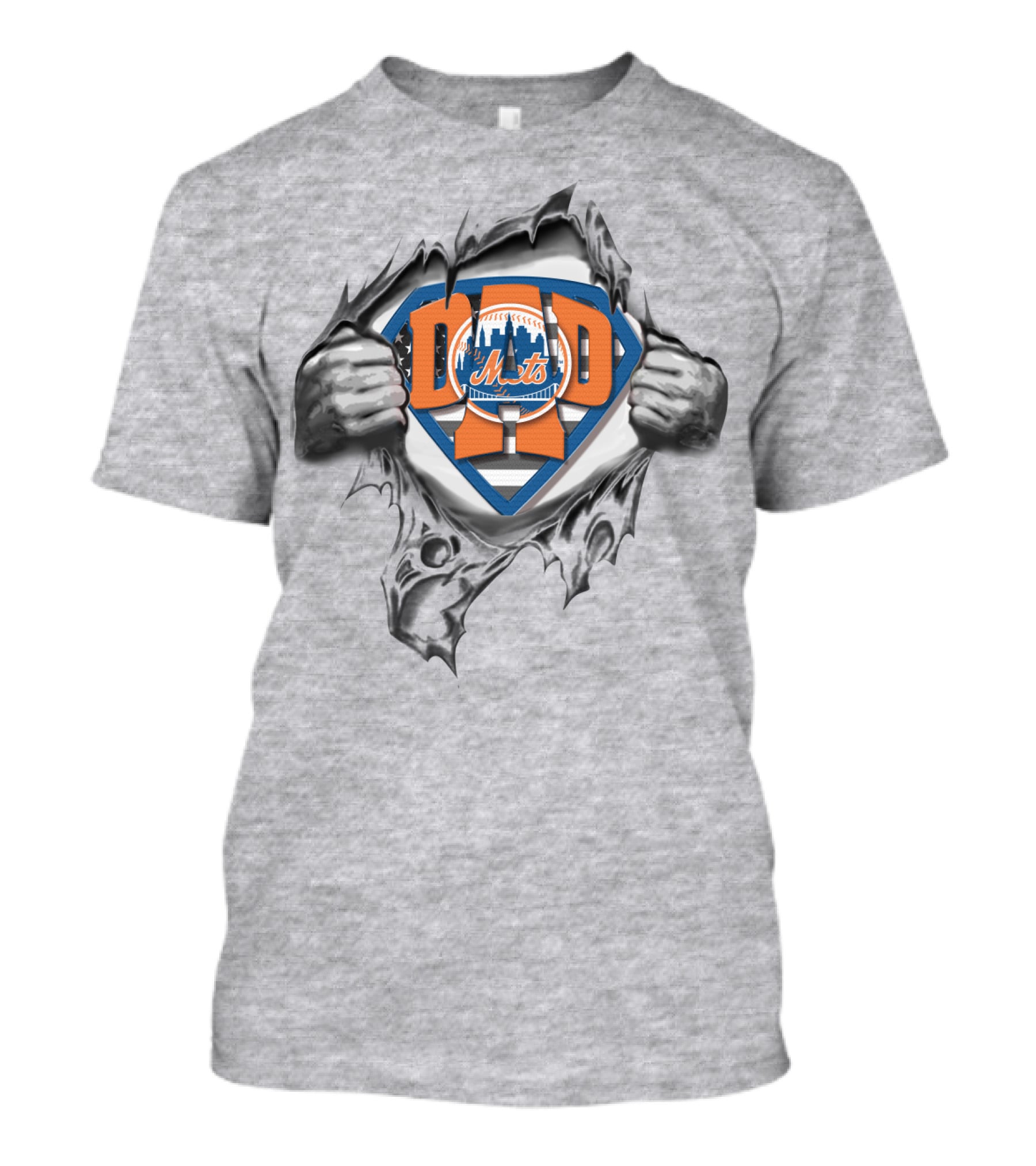 SUPERDAD METS Dad Shield Logo Superman Style NYC Baseball T-Shirt