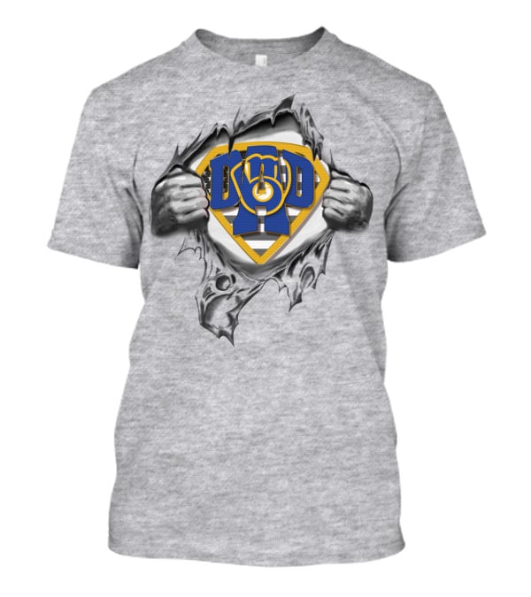 SUPERDAD Milwaukee Brewers Logo Chest Rip T-Shirt