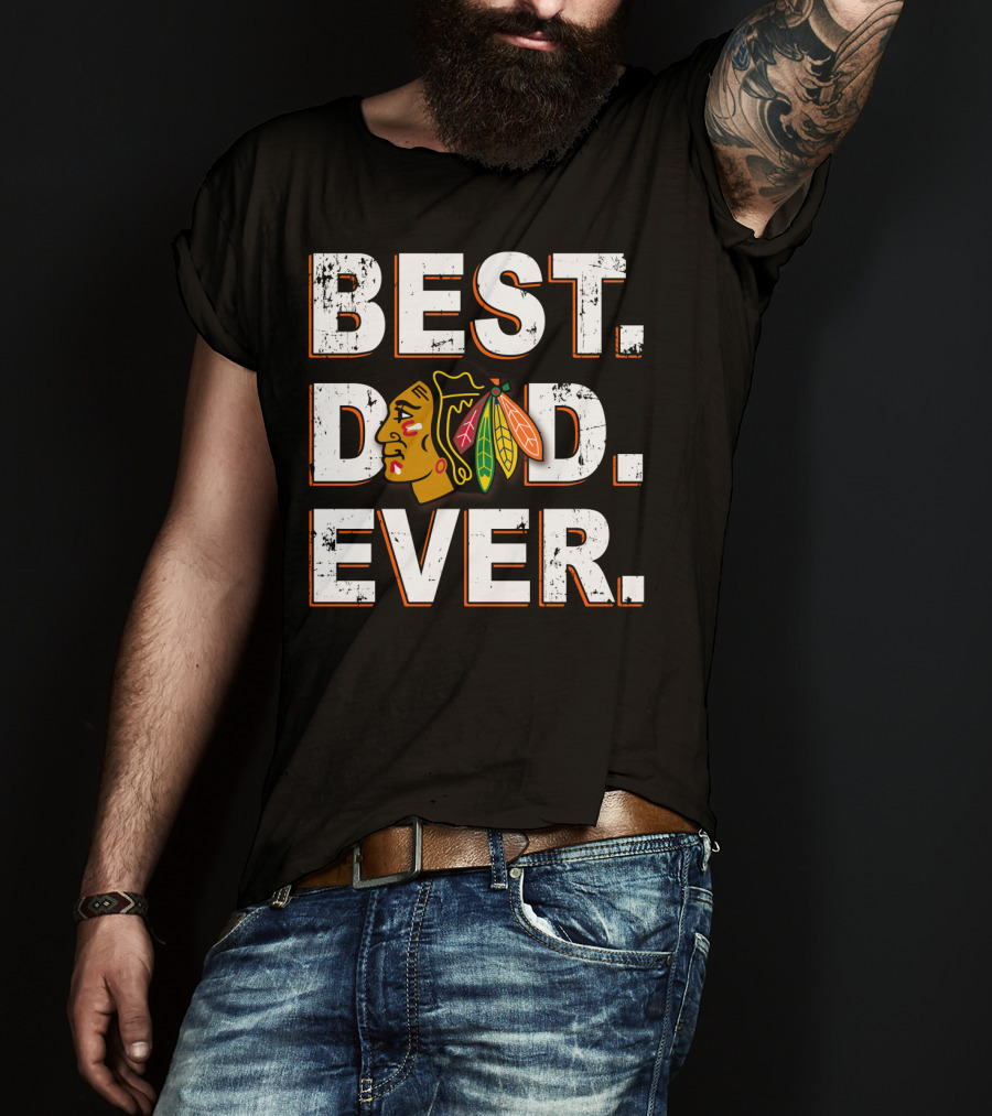 Best Dad Ever Chicago Blackhawks Logo T-Shirt