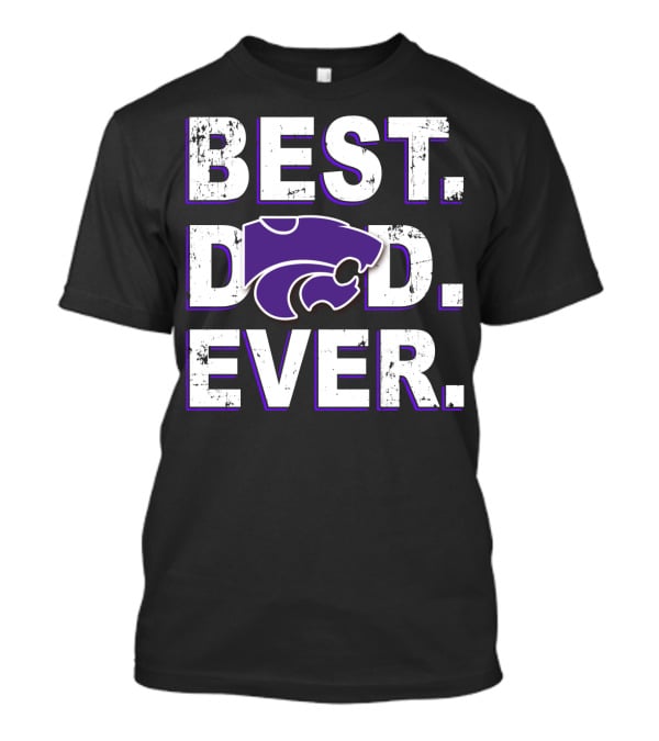 Best Dad Ever Kansas State Wildcats Logo Purple Letters T-Shirt