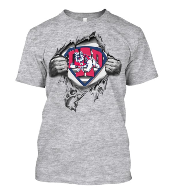 Superdad Fresno State Bulldogs Logo S Shield Ripped Chest T-Shirt