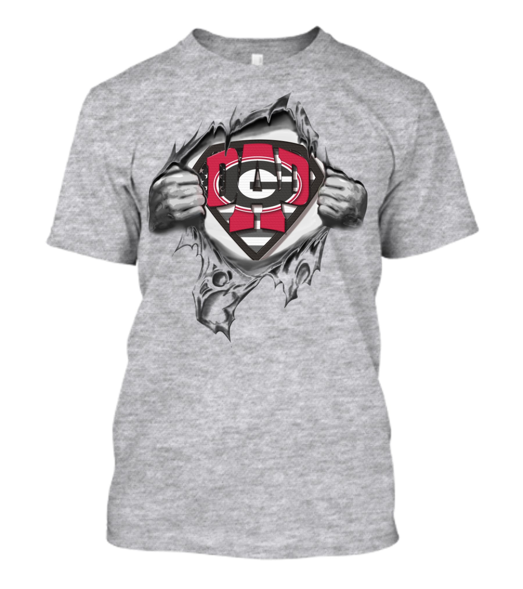 SUPERDAD Georgia Bulldogs Logo Superman Style Tear T-Shirt