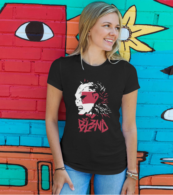 DJ BL3ND Mask Red Black Grunge T-Shirt
