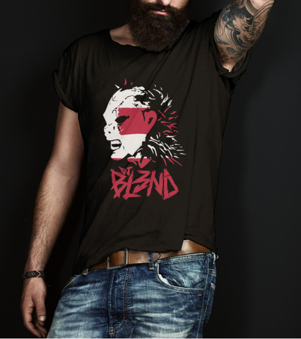 DJ BL3ND Mask Red Black Grunge T-Shirt