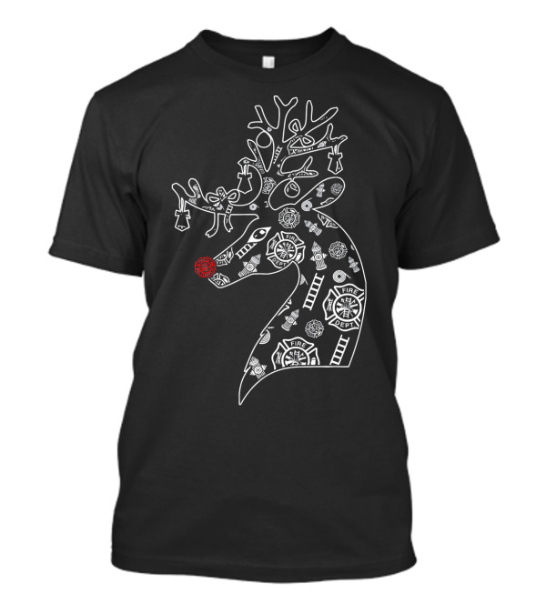 Funny Deer Firefighter Christmas Fire Dept Me T-Shirt