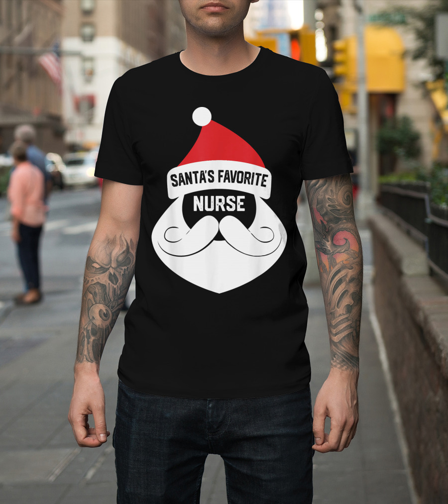 Santa's Favorite Nurse Christmas Nurse Gift T-Shirt
