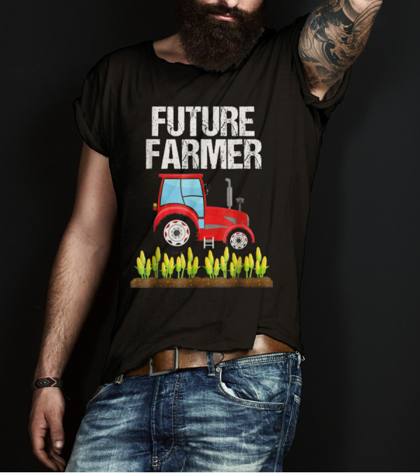 Future Farmer Red Tractor Corn Field T-Shirt