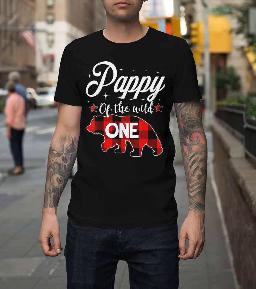 Pappy of the Wild One Bear Plaid Lumberjack T-Shirt