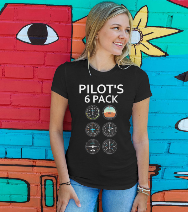 PILOT'S 6 PACK NOVELTY HUMOR FLIGHT INSTRUMENTS T-Shirt