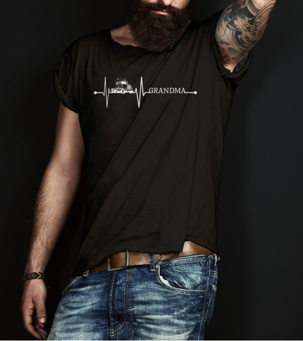 Grandma Truck Driver EKG Heartbeat Trucker T-Shirt