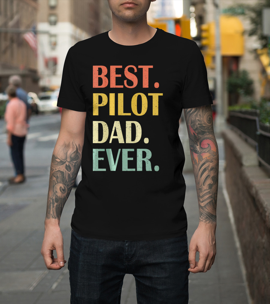 Vintage Mens Best Pilot Dad Ever Fathers T-Shirt