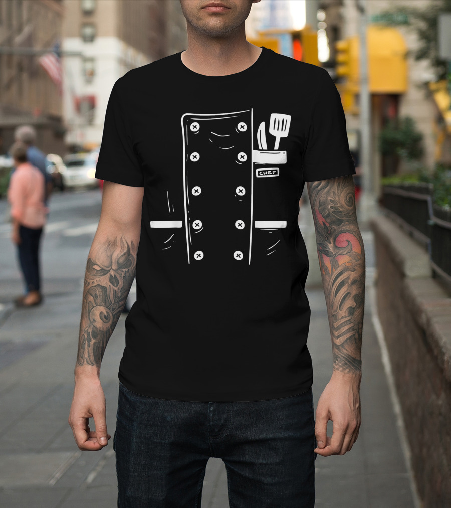 Chef Cooking Uniform Easy Lazy DIY Spatula Knife Chef Badge T-Shirt