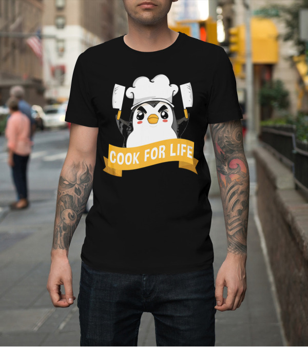 Shirt: Cook For Life Funny Anime Kawaii Penguin Chef Cook T-Shirt Cook For Life Funny Anime Kawaii Penguin Chef Cook T-Shirt