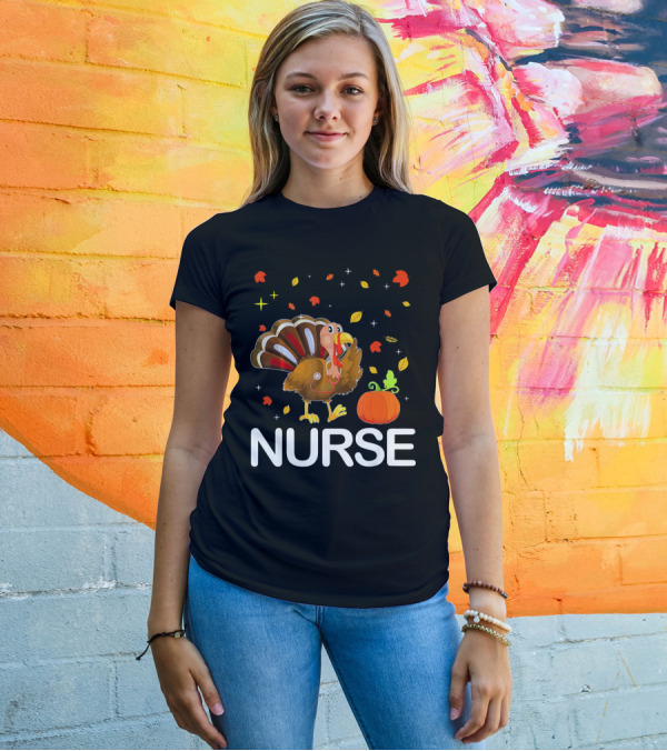 Nurse Turkey With Stethoscope Funny Thanksgiving T-Shirt