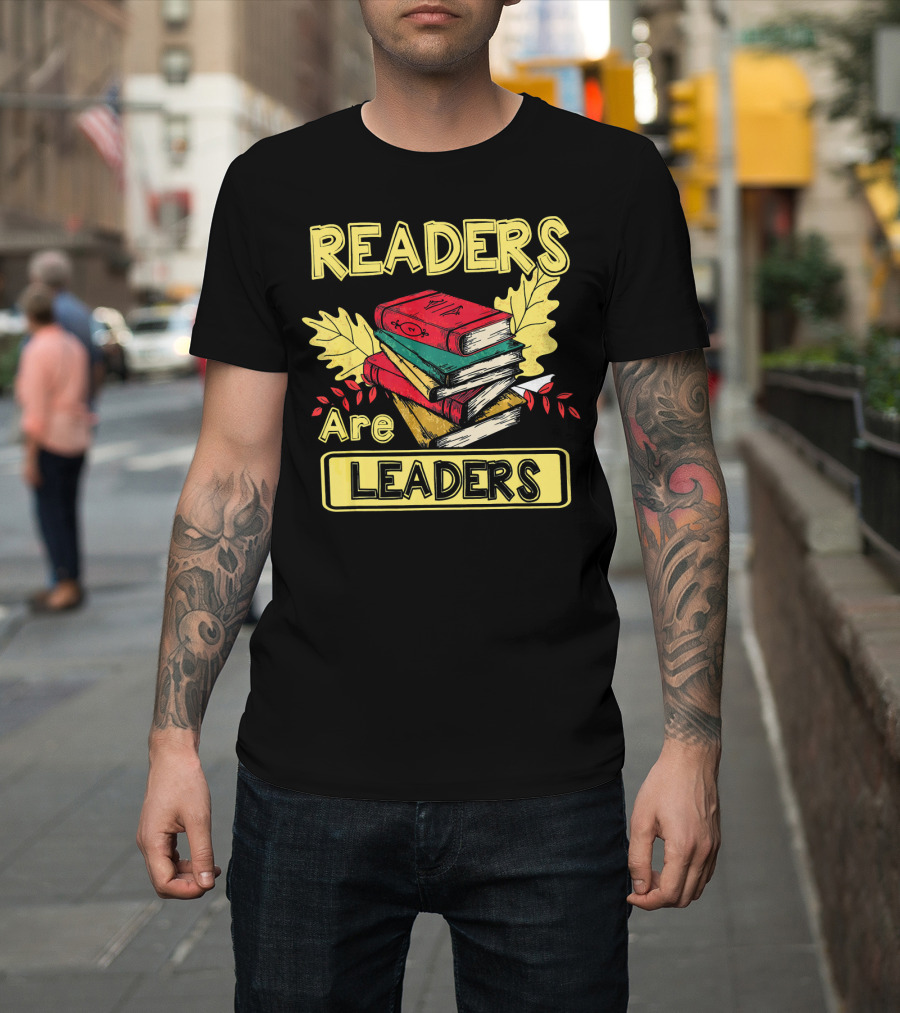 Readers Are Leaders Books Autumn Leaves T-Shirt