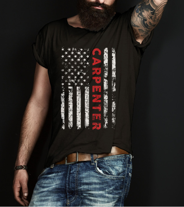 Carpenter USA Flag Vintage Woodworker T-Shirt