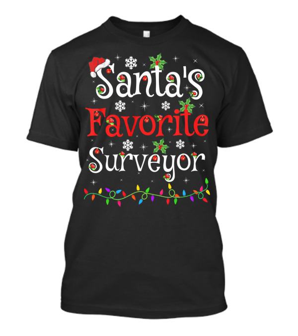 Santa's Favorite Surveyor Christmas Lights Snowflakes T-Shirt