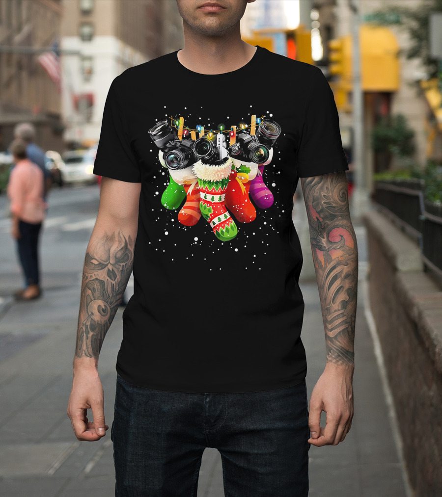 Christmas Camera Stockings for Holiday Photographer T-Shirt