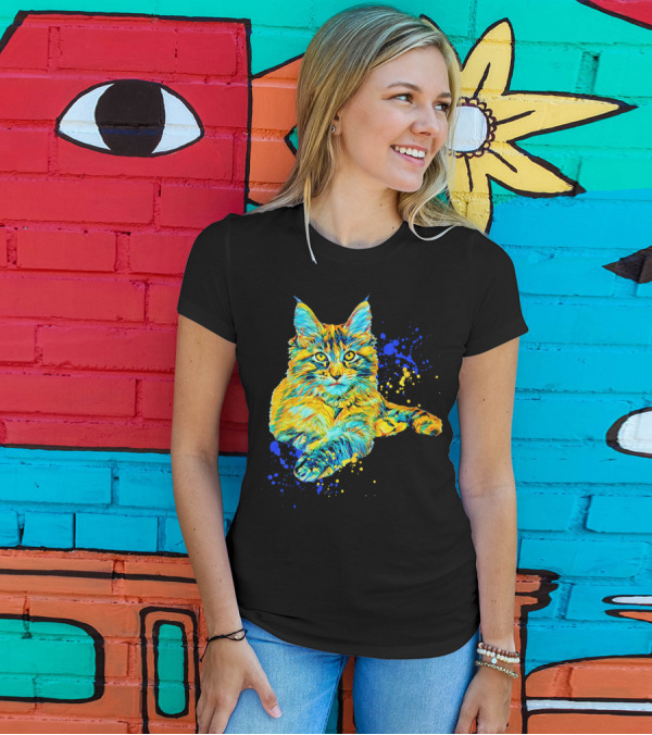 Colorful Maine Coon Big Cat Love Bigger Splash T-Shirt