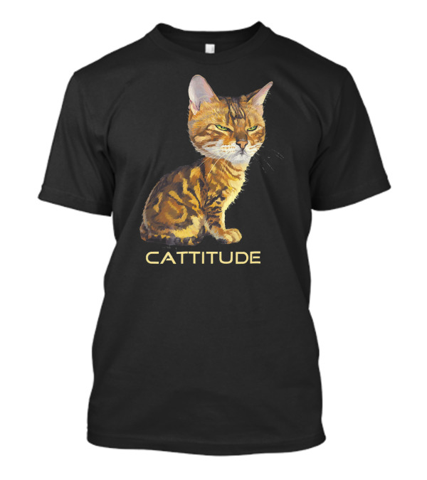 Cattitude Cat Caricature Funny Marbled Bengal T-Shirt