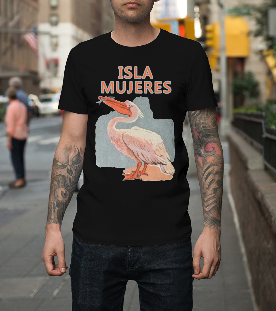 ISLA MUJERES Mexico Pelican with Fish T-Shirt