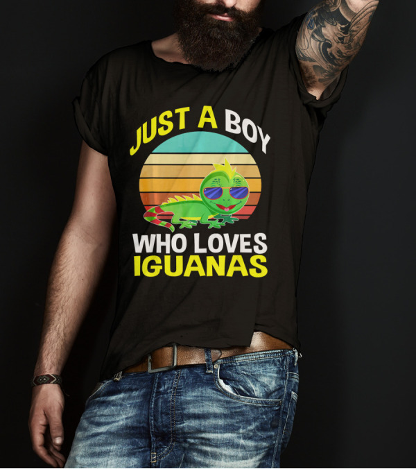 Just A Boy Who Loves Iguanas Retro T-Shirt
