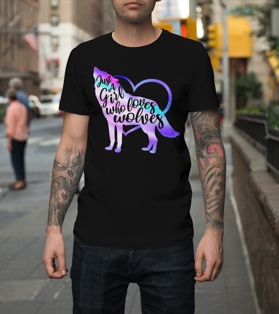 Just a Girl Who Loves Wolves Heart Pride T-Shirt
