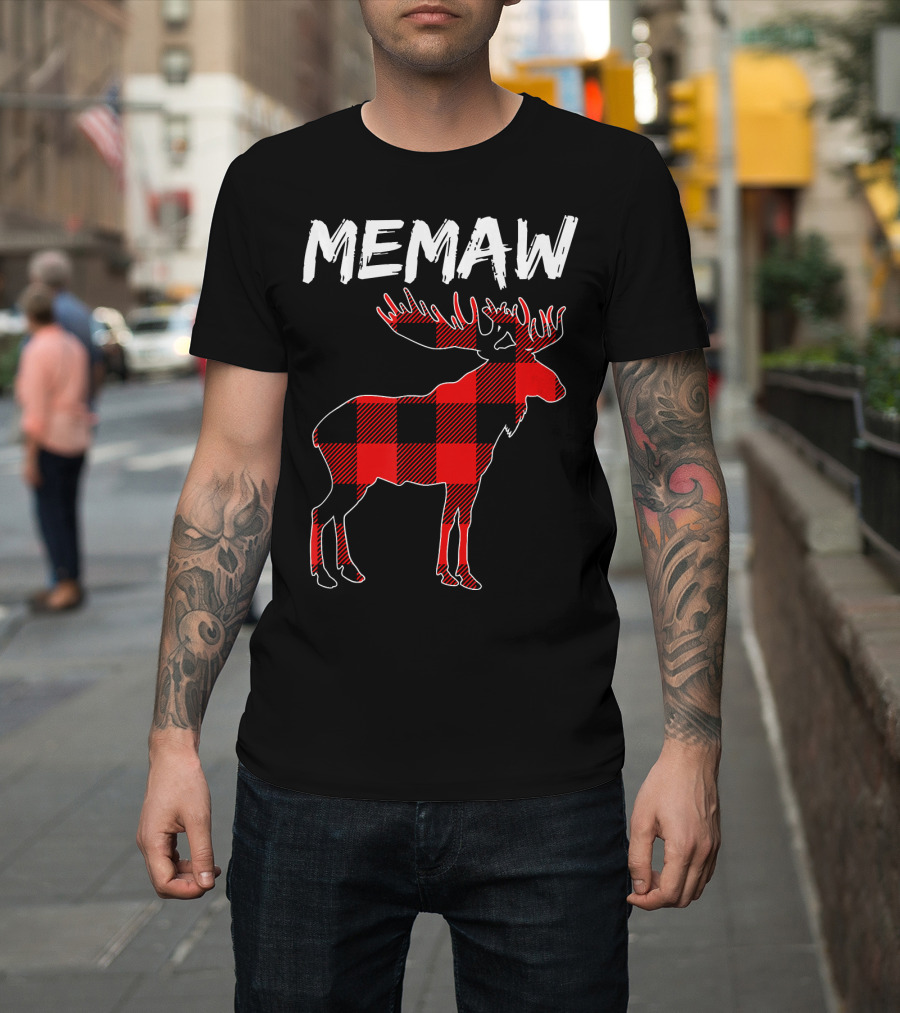 Memaw Moose Plaid Family Matching Chris T-Shirt