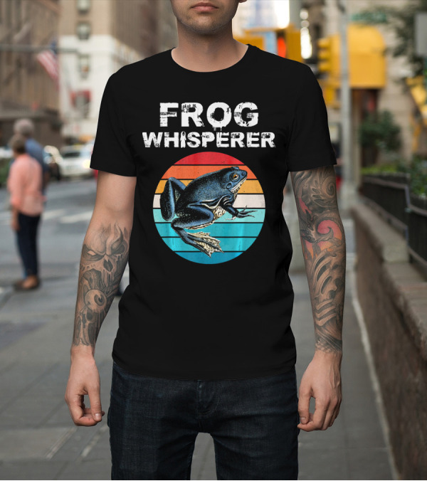 Shirt: Frog Whisperer Retro Striped Amphibian T-Shirt Frog Whisperer Retro Striped Amphibian T-Shirt