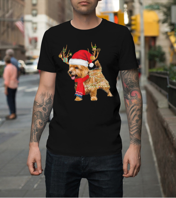 Shirt: Yorkies Antler Lights Santa Hat Holiday Winter Christmas T-Shirt Yorkies Antler Lights Santa Hat Holiday Winter Christmas T-Shirt