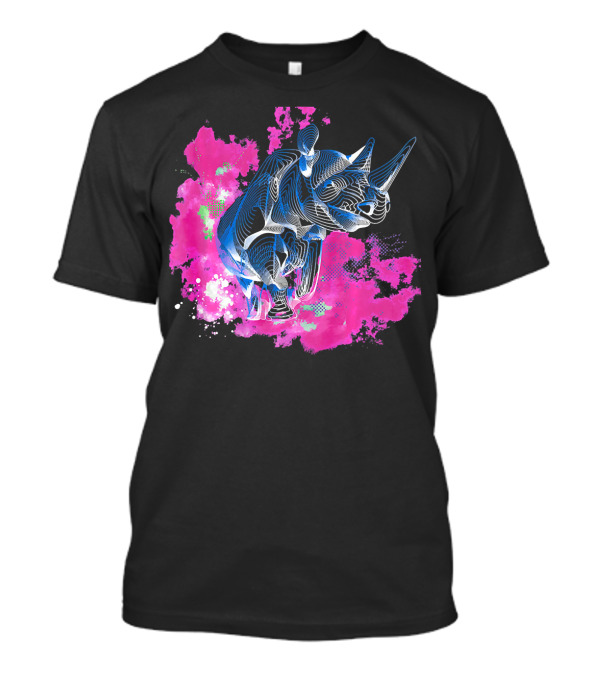 Colors Rhino Vibrant Pink And Blue Abstract T-Shirt
