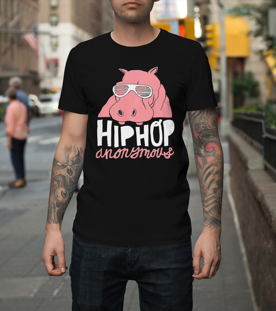 Hip Hop Anonymous Funny Hippo Wearing Sunglasses T-Shirt