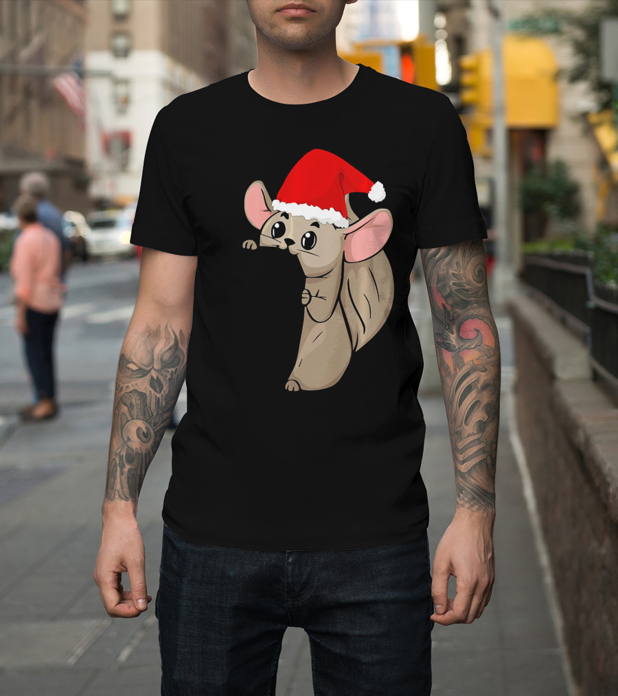 Funny Chinchilla in Santa Christmas Hat Animal T-Shirt