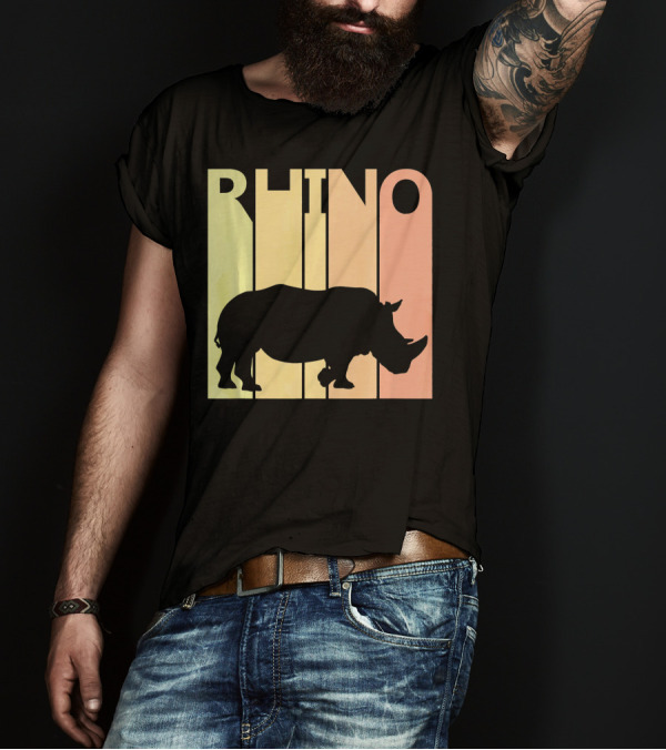 RHINO Silhouette Retro Style Spirit Animal T-Shirt