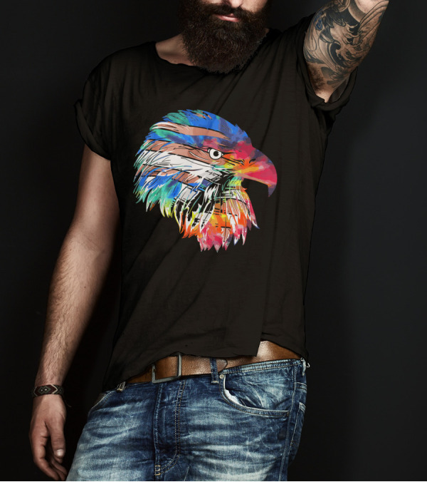 Tie Dye Eagle Multicolor Head T-Shirt