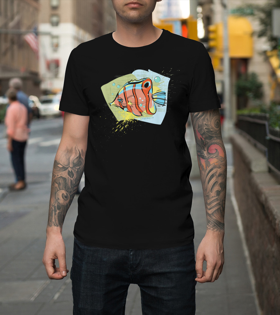 Angelfish Tropical Fish Ocean Sea Marine Bubbles Colorful T-Shirt