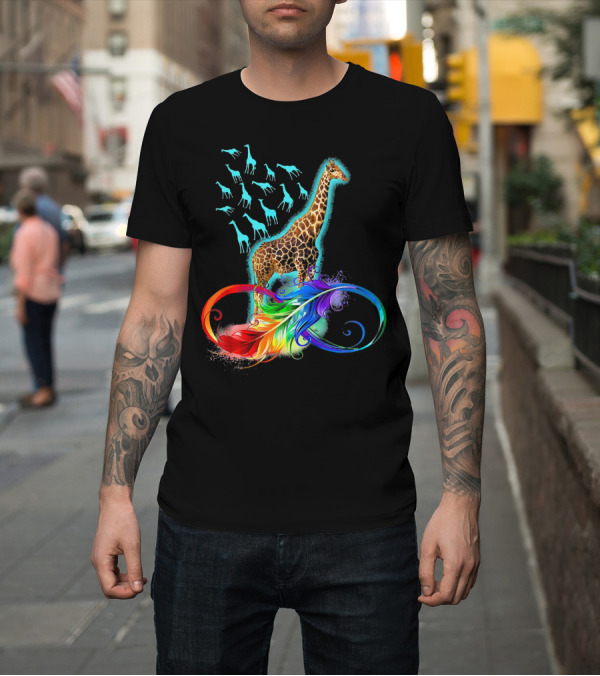 Shirt: Giraffe Angels from Heaven with Vibrant Colors and Ethereal T-Shirt Giraffe Angels from Heaven with Vibrant Colors and Ethereal T-Shirt