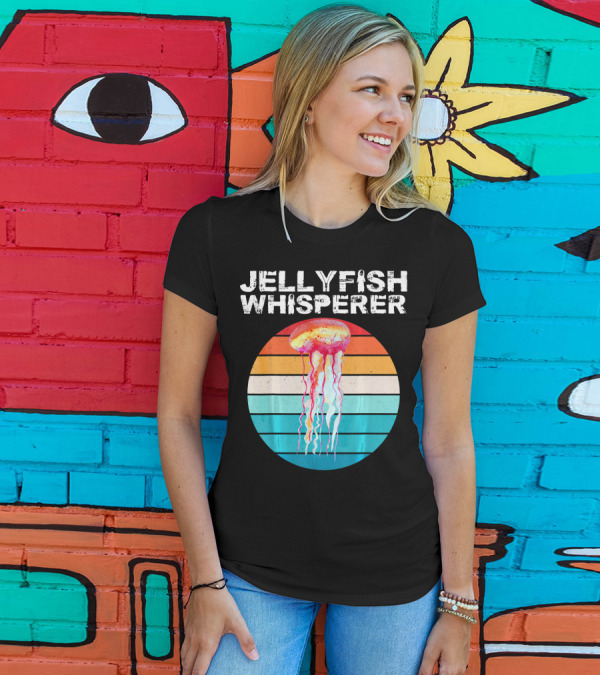Jellyfish Whisperer Retro Sunset Oceanic Lover T-Shirt