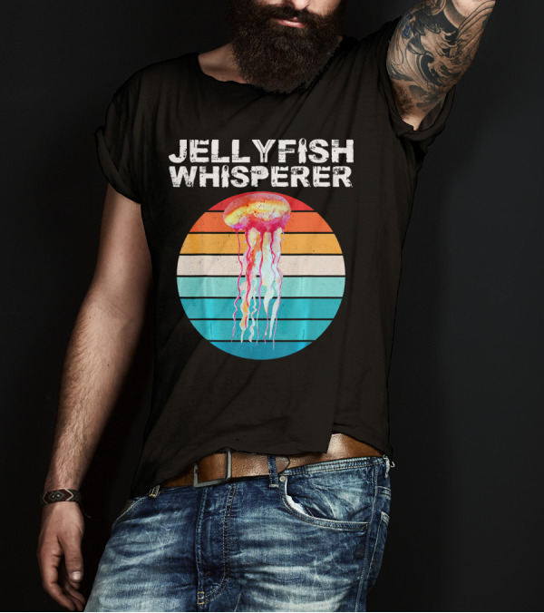 Jellyfish Whisperer Retro Sunset Oceanic Lover T-Shirt